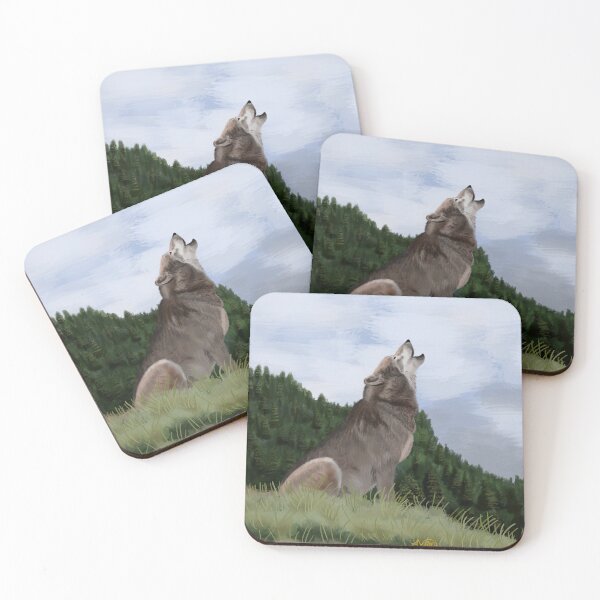 Item preview, Wolf howling in nature, artwork for print designed and sold by ALVALERA.