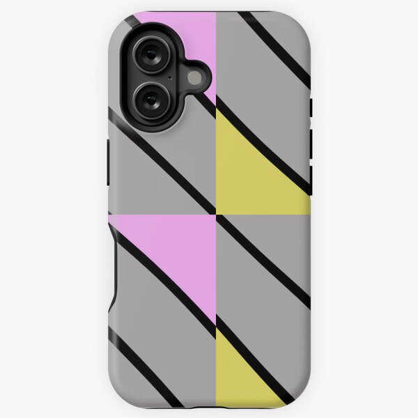Jagged Stripes Pattern, Grey, Yellow, Pink, Black iPhone Tough Case