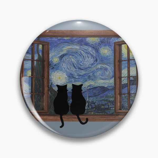 Item preview, Cats In Window Under A Starry Night - Starry Night Cats designed and sold by molamode.