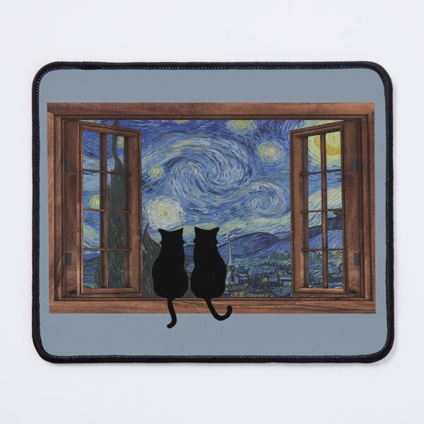 Item preview, Cats In Window Under A Starry Night - Starry Night Cats designed and sold by molamode.