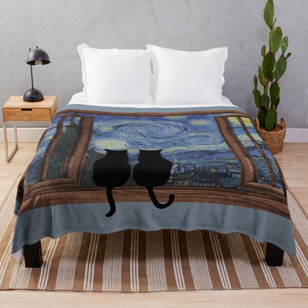 Item preview, Cats In Window Under A Starry Night - Starry Night Cats designed and sold by molamode.