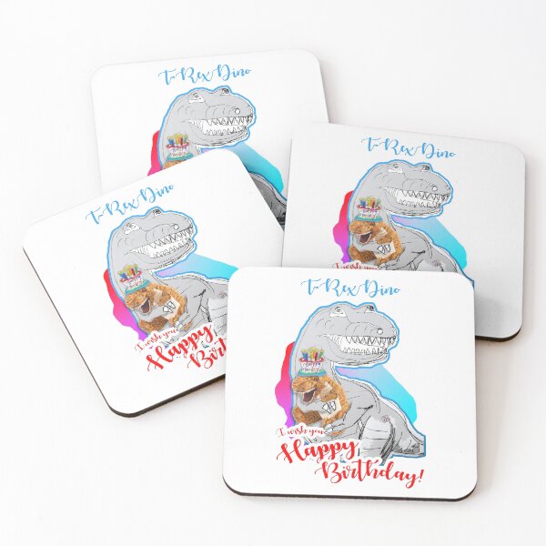 Item preview, HAPPY BIRTHDAY T-Rex Dinosaur with Cake Dinosaur Toy (drawing by ACCI) designed and sold by VanyssaGraphics.