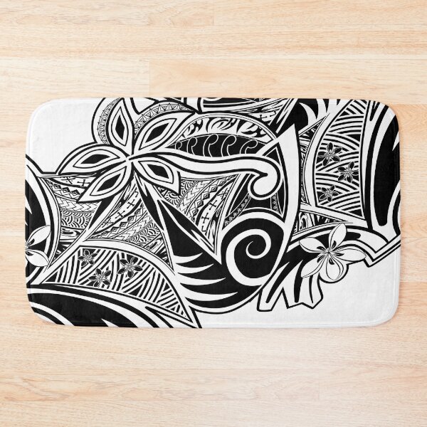 Item preview, Hawaiian - Polynesian - Samoan Black And White Floral Tribal designed and sold by sunnthreads.