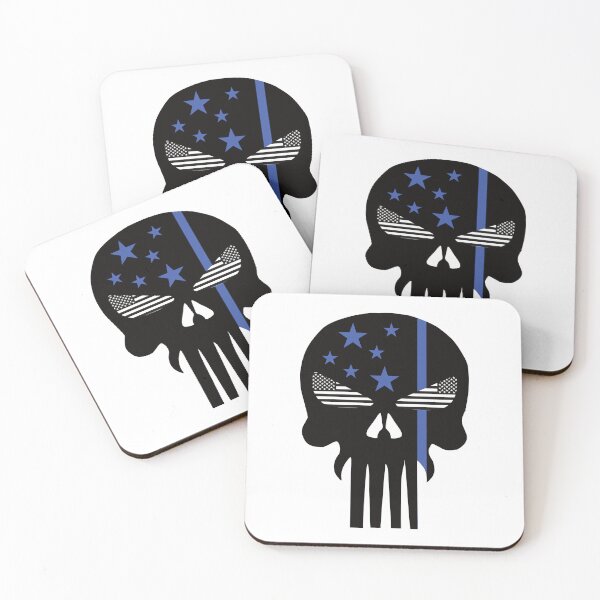 Item preview, American Flag Thin Blue Line skull designed and sold by fouzy.