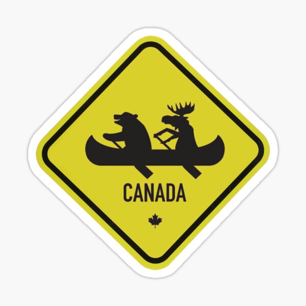 Panneau routier canadien nouveauté Bear & Moose Sticker