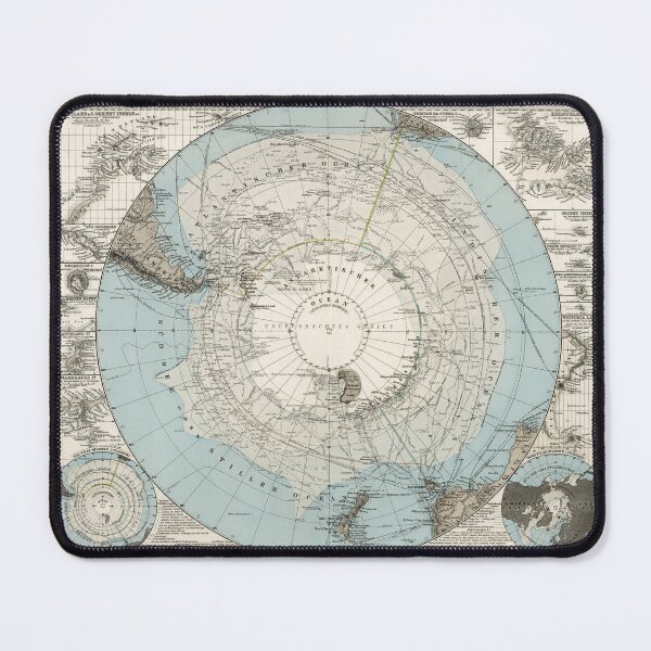 Item preview, Antarctica, 1894 Vintage South Pole Map designed and sold by Gin  Neko.
