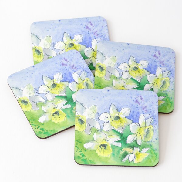 Item preview, Blooming Narcissus Flower Watercolor Print designed and sold by NatalyMak.