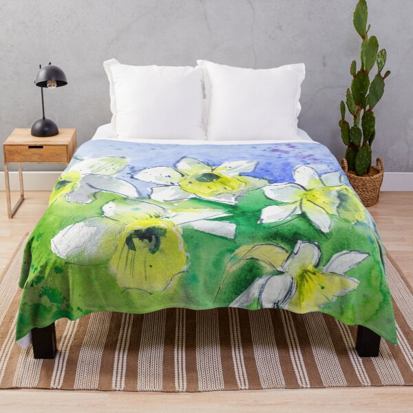 Item preview, Blooming Narcissus Flower Watercolor Print designed and sold by NatalyMak.