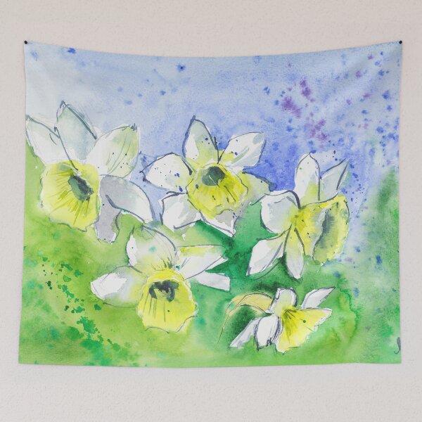 Item preview, Blooming Narcissus Flower Watercolor Print designed and sold by NatalyMak.