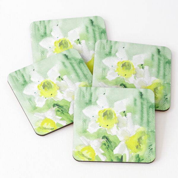 Item preview, Blooming Narcissus Flower Watercolor Print designed and sold by NatalyMak.
