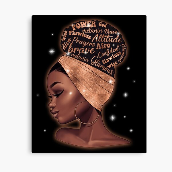 Aperçu de l'œuvre "Power God Melanin Attitude Flawless Brave Glamour Confident Diva" Afro Art créée et vendue par LYSandCo.