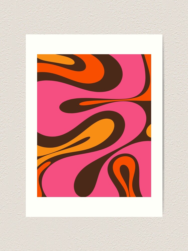 Mellow Flow Retro 60s 70s Abstract Pattern Brown Magenta