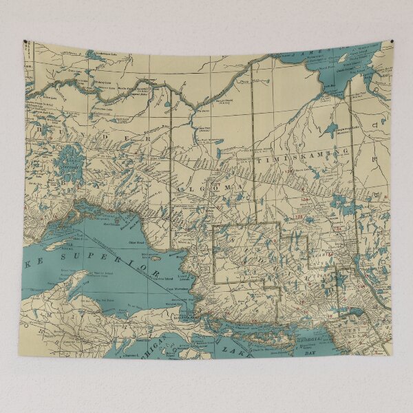 Item preview, 1924 Vintage Map of Northern Ontario (Sault Ste. Marie, Manitoulin Is, Thunder Bay) designed and sold by Gin  Neko.
