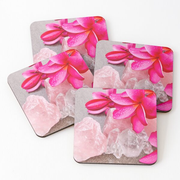 Item preview, Pink Frangipani with Rose and Clear Quartz crystal designed and sold by Athena Milonas.