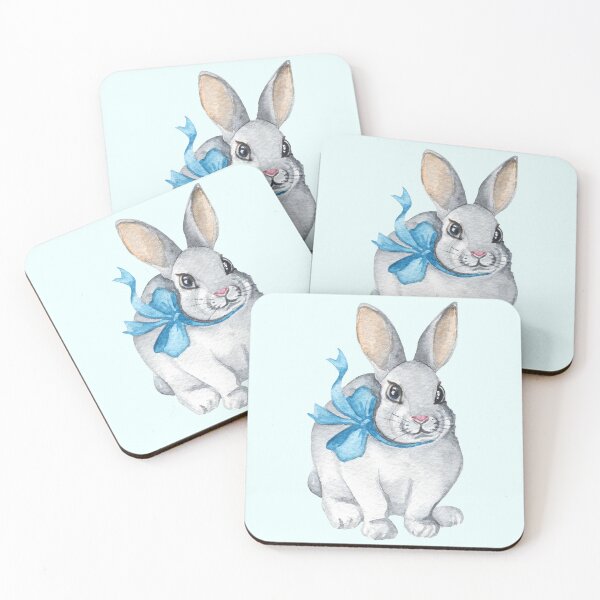 Item preview, Cute Rabbit With Blue Bow designed and sold by DaisyPaints.