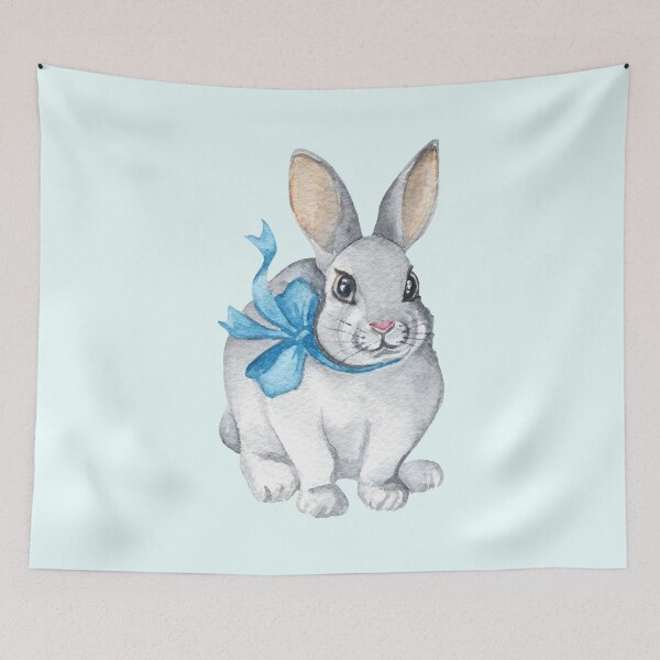 Item preview, Cute Rabbit With Blue Bow designed and sold by DaisyPaints.