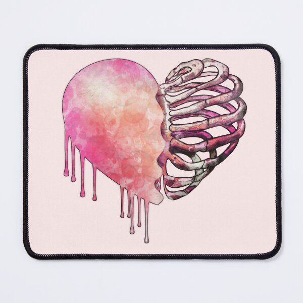 Item preview, Pink skeleton rib heart, Broken, heart, watercolor design, heart disease awareness designed and sold by Collagedream.