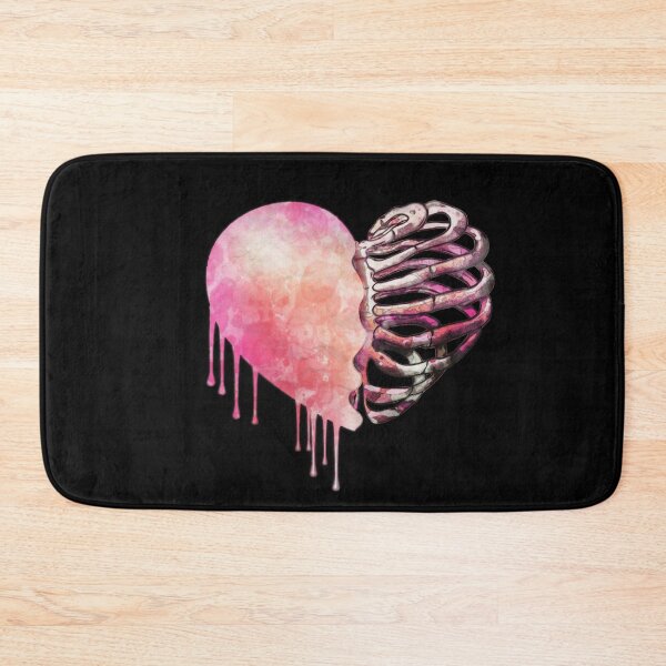 Item preview, Pink skeleton rib heart, Broken, heart, watercolor design, heart disease awareness designed and sold by Collagedream.