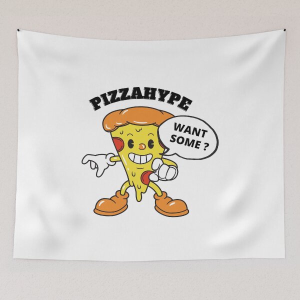 Item preview, Pizzahype | Want some pizza ? Cartoon pizza slice | White designed and sold by Nepaz-Designs.