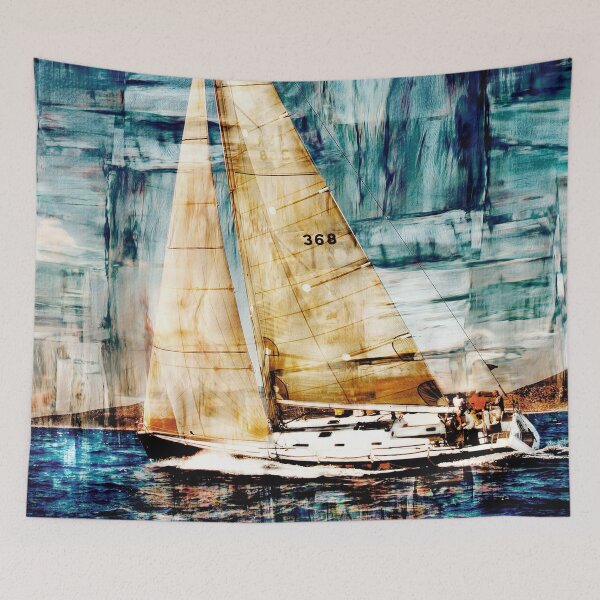 Item preview, oil paint and photograph mixing sailboat designed and sold by laikaincosmos.