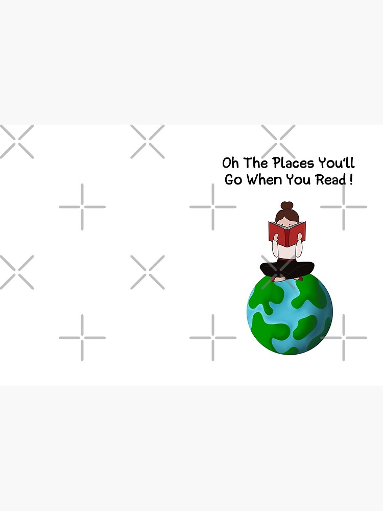 Thumbnail 3 of 3, Journal, Oh The Places You Can Go When You Read - girl sitting on the Earth reading a book designed and sold by Fatamimosh.