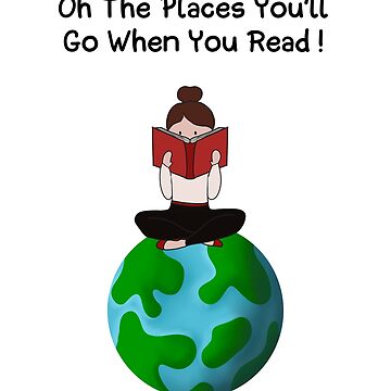 Artwork thumbnail, Oh The Places You Can Go When You Read - girl sitting on the Earth reading a book by Fatamimosh
