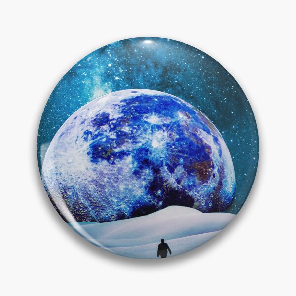 Item preview, Lonely man Walking in desert towards big blue surreal planet  designed and sold by Yasmine khalifa.