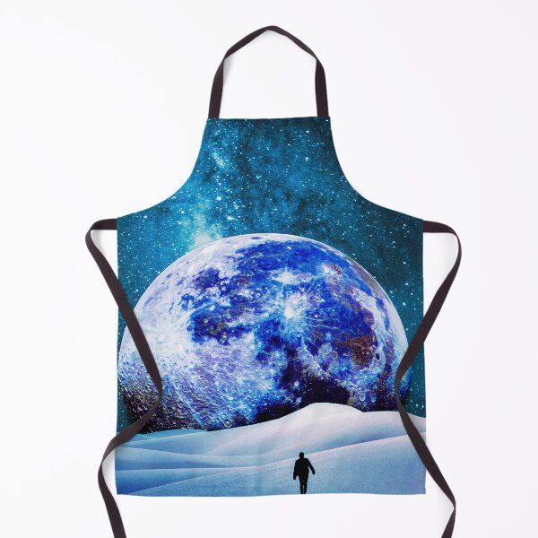Item preview, Lonely man Walking in desert towards big blue surreal planet  designed and sold by Yasmine khalifa.