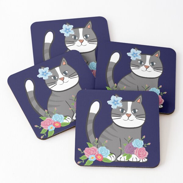 Item preview, kitten purring with flowers designed and sold by EMIPRINCESS.