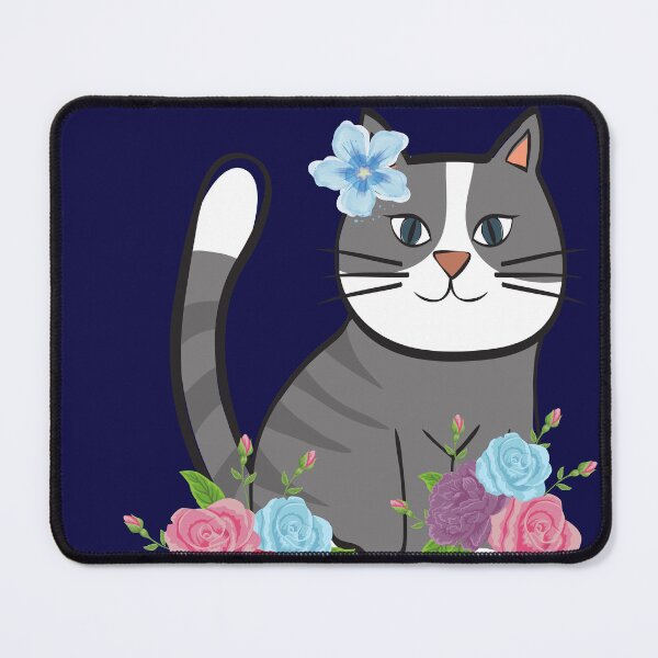 Item preview, kitten purring with flowers designed and sold by EMIPRINCESS.