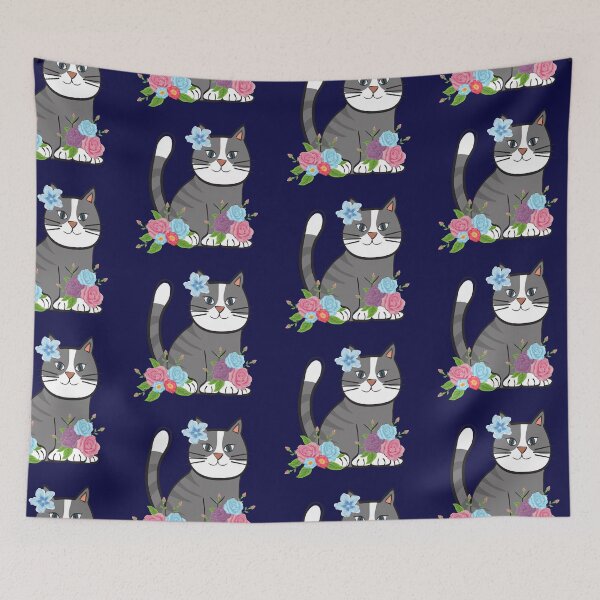 Item preview, kitten purring with flowers designed and sold by EMIPRINCESS.