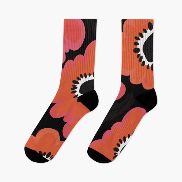 Aperçu de l'œuvre Motif joyeux flowerpower dans le style des années 1970, rose, noir, rouge créée et vendue par marina63.