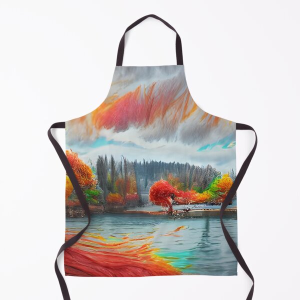Item preview, AI Generated Art, Fiery Autumn Trees and Lake designed and sold by ACC .