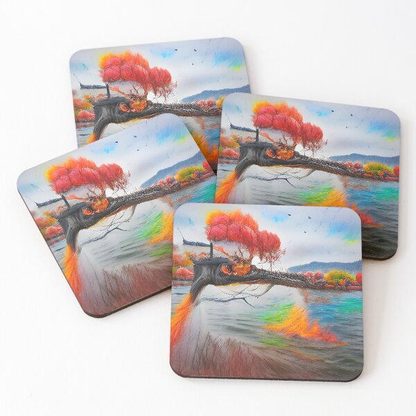 Item preview, AI Generated Art, Fire Tree over Lake in Autumn designed and sold by ACC .