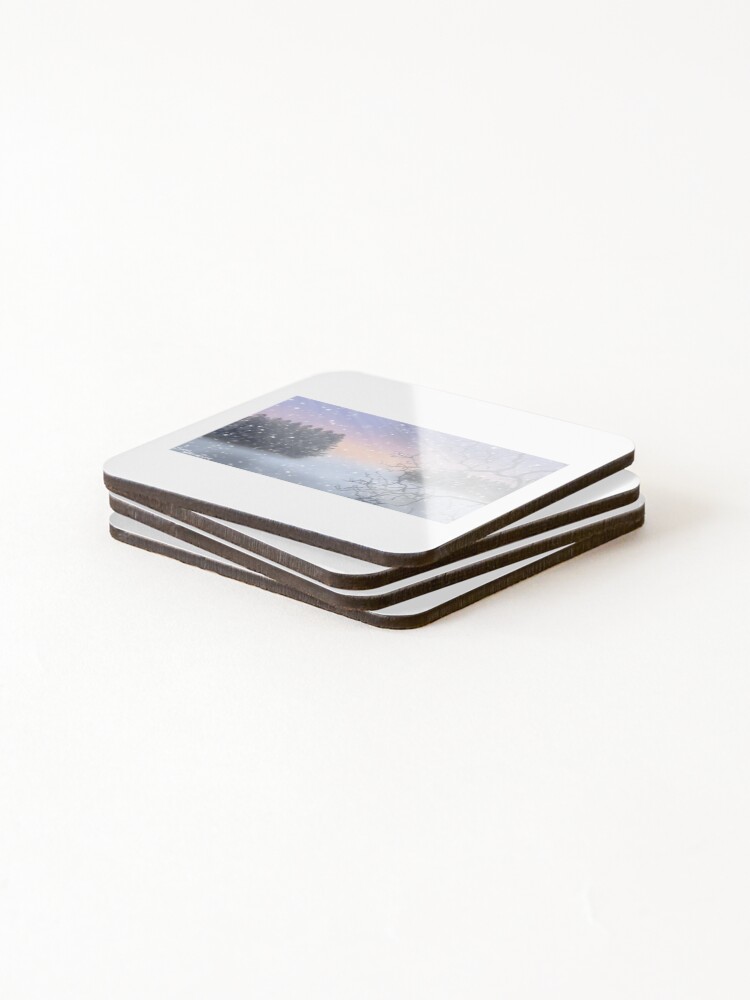 Thumbnail 4 of 5, Coasters (Set of 4), Snowy day. designed and sold by LinLinKB.