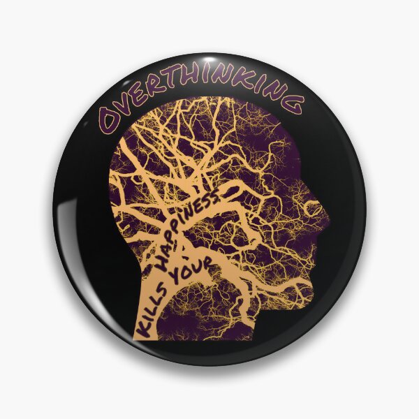Item preview, warning overthinking kills your happiness - crazy head designed and sold by Topiest.