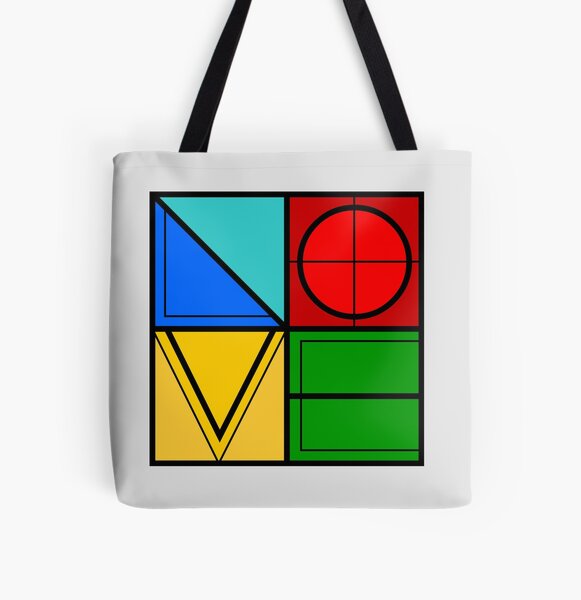 LOVE Shapes All Over Print Tote Bag