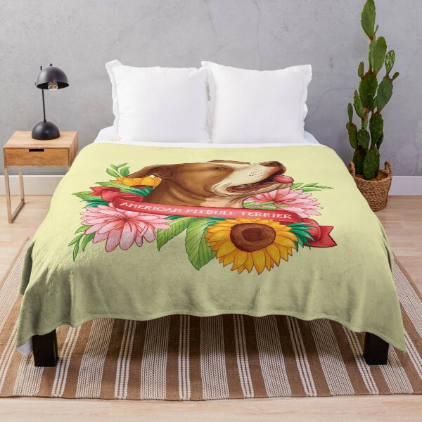 Item preview, Floral American Pitbull Terrier Dog designed and sold by dhdesigns2021.
