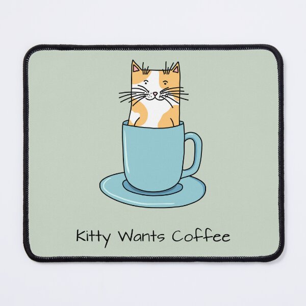 Item preview, Kitty Wants Coffee - orange and white cat in mug designed and sold by spiralforest.