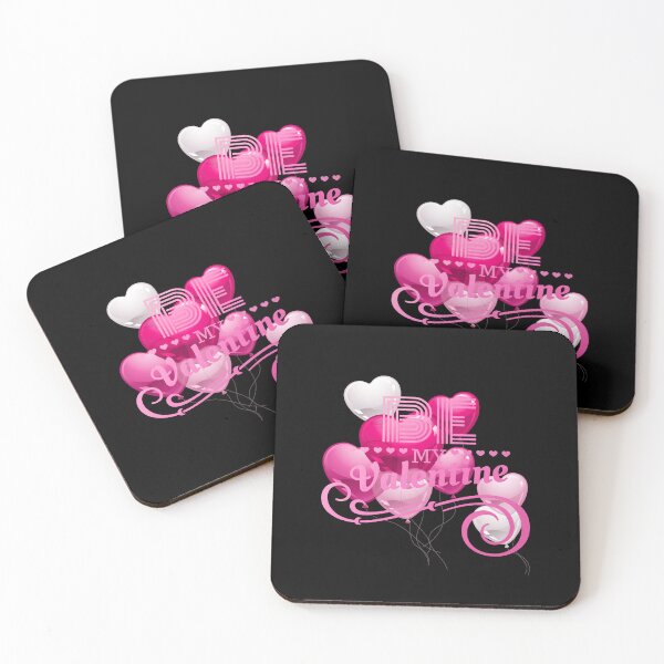 Item preview, “Be My Valentine” Balloon Love (Hot Pink on Black) designed and sold by PawsitiveMum.