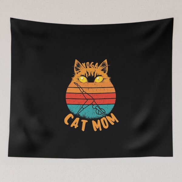 Item preview, funny retro yoga cat mom for cat and yoga lovers designed and sold by salahnewdesign.