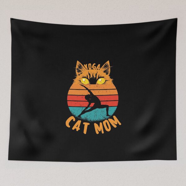 Item preview, funny retro yoga cat mom for cat and yoga lovers designed and sold by salahnewdesign.