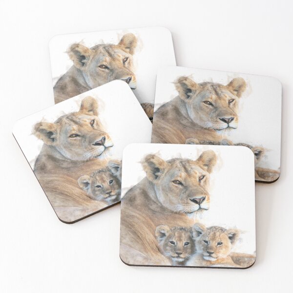 Item preview, Watercolour Lion and Cubs Artwork designed and sold by Typeglyphs.