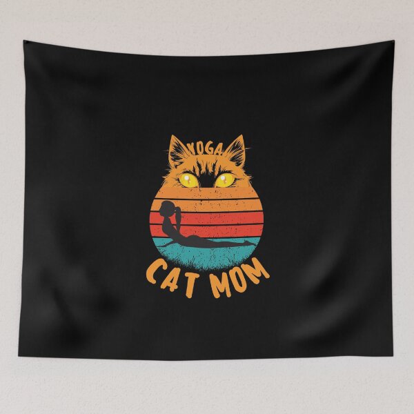 Item preview, funny retro yoga cat mom for cat and yoga lovers designed and sold by salahnewdesign.