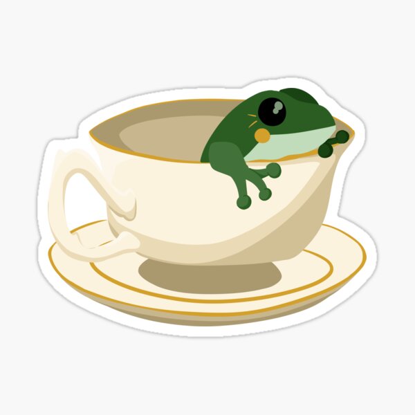 "Frogs and Teacups 1 " Sticker by sorioffantasy Redbubble