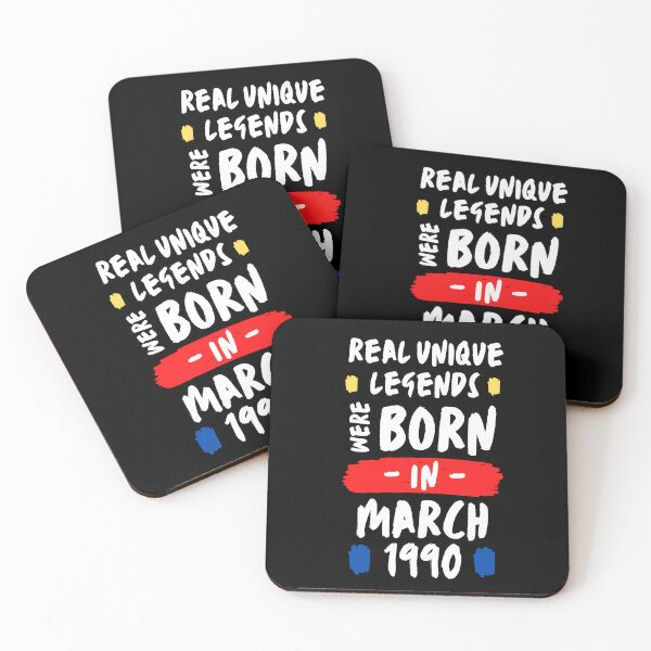 Item preview, real unique legends were born | legendary are born in march | unique born in 1990 | b-day 1990 designed and sold by wear4gamers.