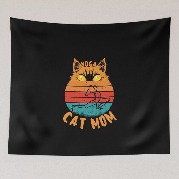 Item preview, funny retro yoga cat mom for cat and yoga lovers designed and sold by salahnewdesign.