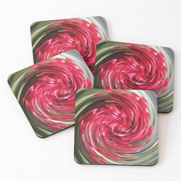 Item preview, Protea Whirl, Red hot chili, Twirl Red Green Black abstract flower art  designed and sold by Oz64.