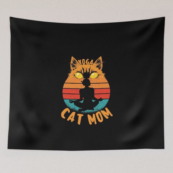 Item preview, funny retro yoga cat mom for cat and yoga lovers designed and sold by salahnewdesign.