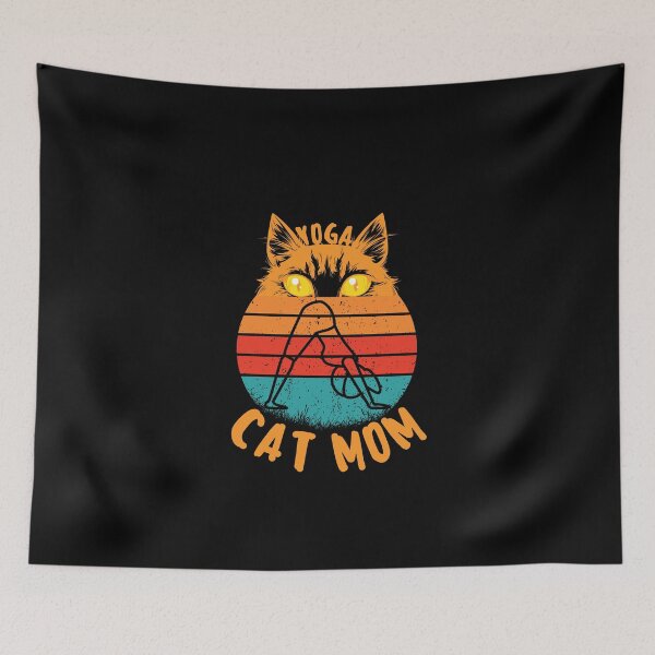 Item preview, funny retro yoga cat mom for cat and yoga lovers designed and sold by salahnewdesign.